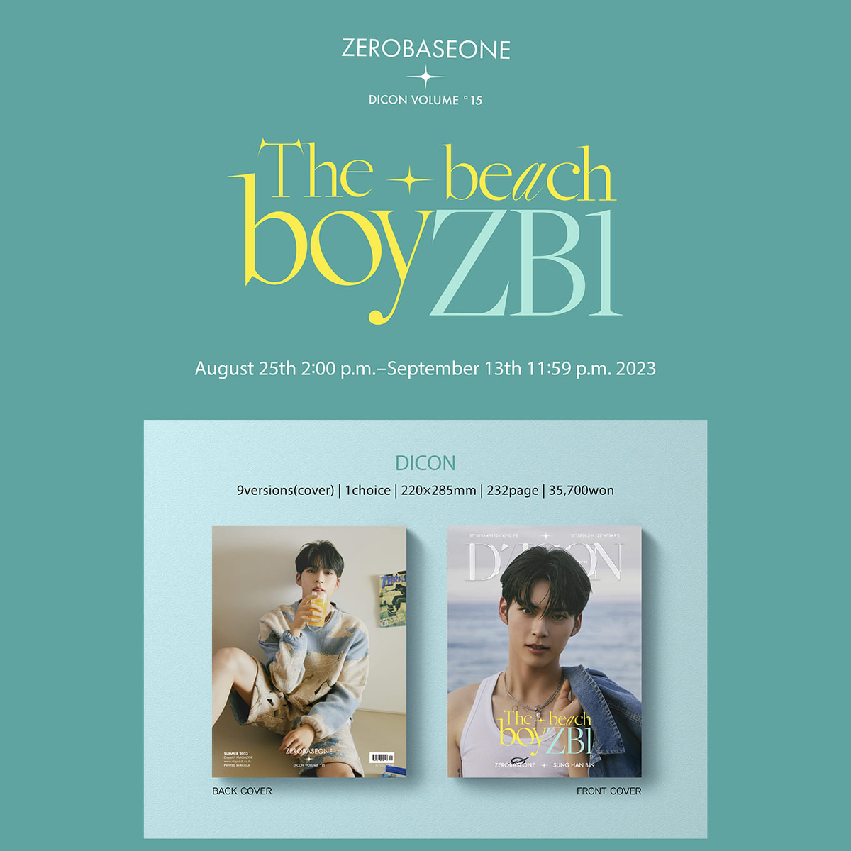 ZEROBASEONE (ZB1) - DICON VOLUME N°15 - ZEROBASEONE: The beach boy - Member  Version