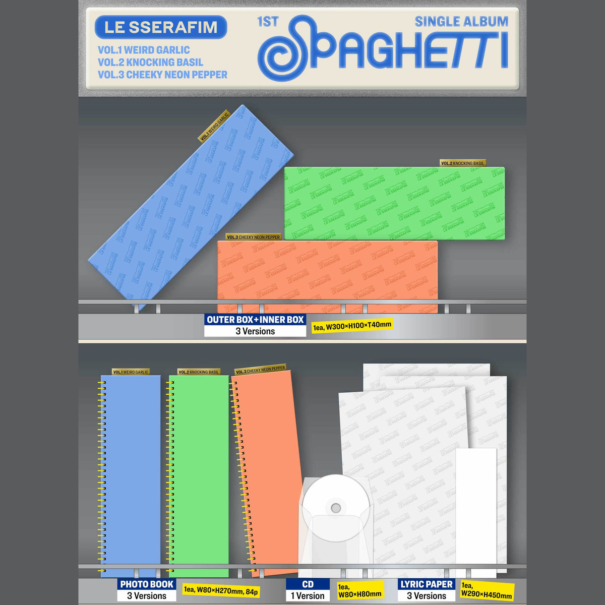 LE SSERAFIM SPAGHETTI Compact Ver + Pop-Up Exclusive Photocard
