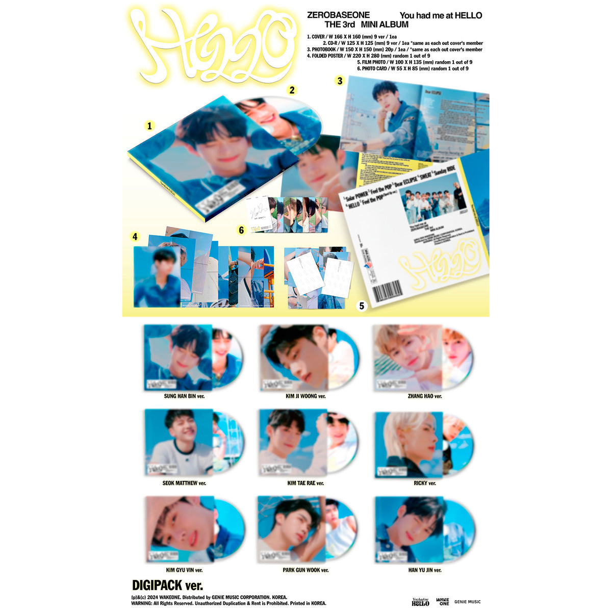 [PRE-ORDER] ZEROBASEONE (ZB1) - 3rd Mini Album - YOU HAD ME AT HELLO -  Digipack Version + SPECIAL PHOTO CARD