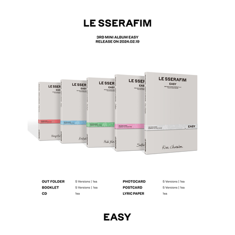 [PRE-ORDER] LE SSERAFIM - 3rd Mini Album - EASY - COMPACT VERSION + WEVERSE BENEFITS