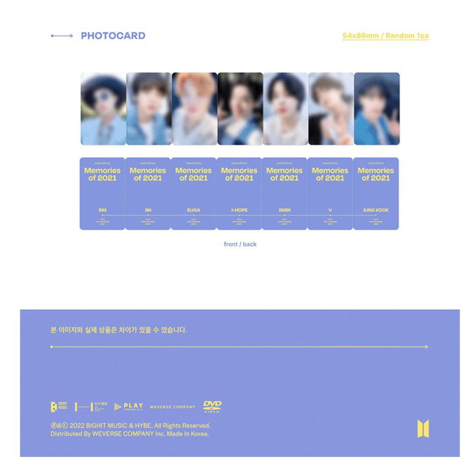 BTS - MEMORIES OF 2021 - DVD + WEVERSE BENEFITS – SarangHello LLC