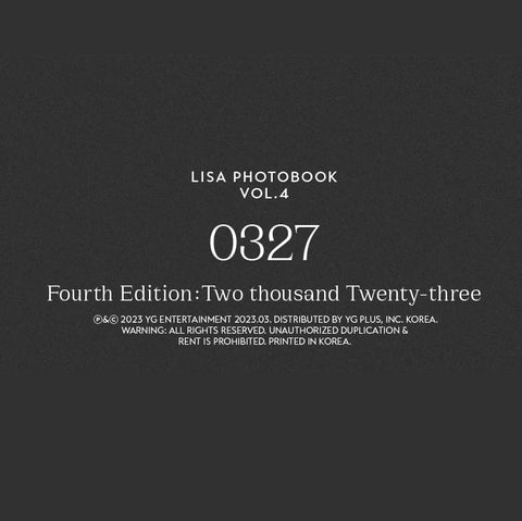 BLACKPINK - LISA - PHOTOBOOK [0327] Volume 4